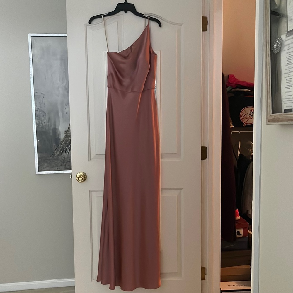 Jenny Yoo Marlowe Dress- Size 8 One shoulder Color: Wild Rose Luxe Satin